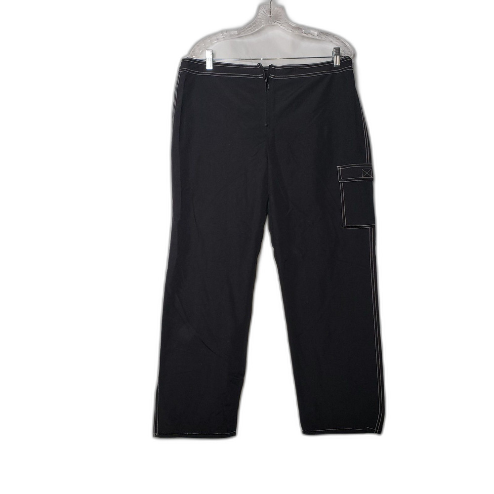 Vintage 90's Moda International Black Nylon Pants Womens Size Large